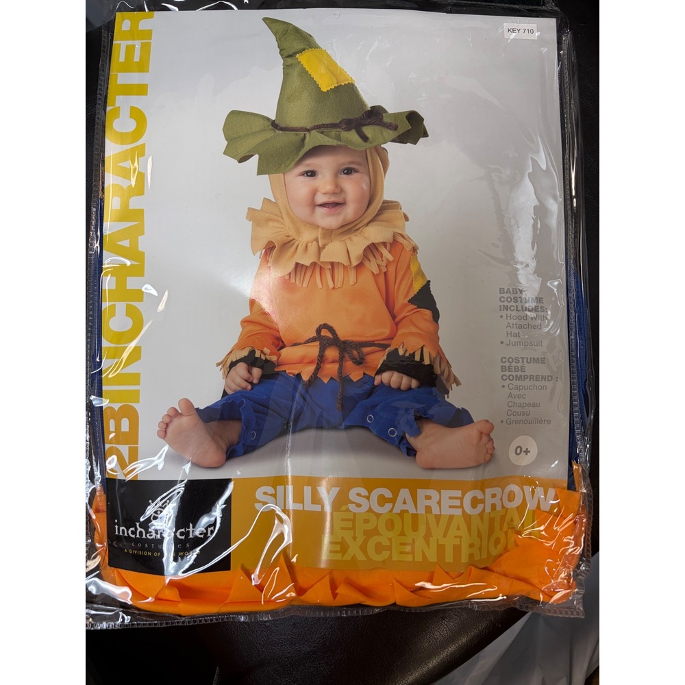 InCharacter Silly Scarecrow Baby Costume 12-18 Months Orange Blue Halloween 6086